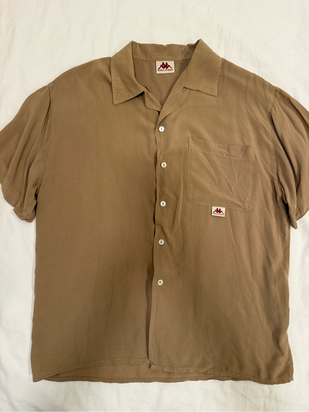 Kappa Men's Casual camp style short -Sleeve Shirt in Brown